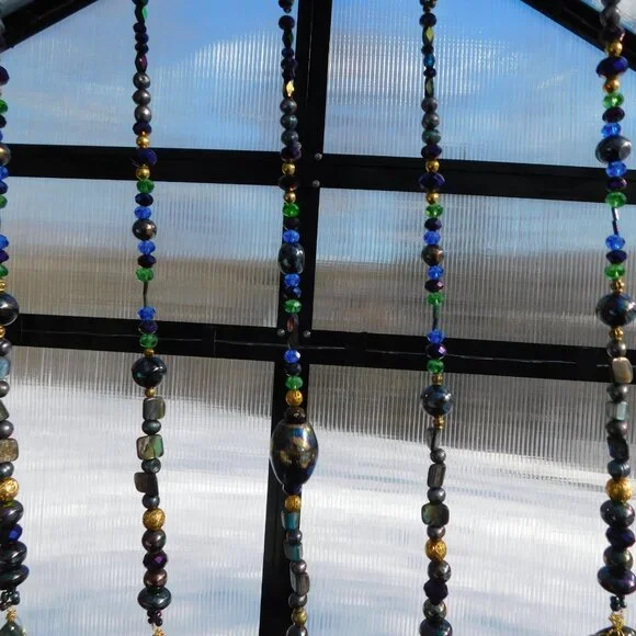 (Dragons Jewels) Driftwood Suncatcher Mobile Natural Labradorite abalone beads